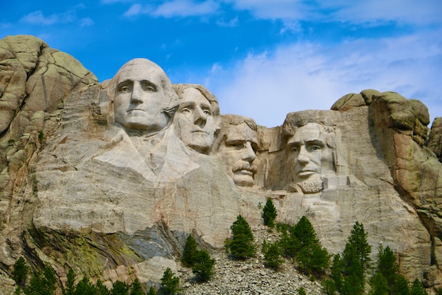 Mount Rushmore-- the famous American landmark, located in South Dakota.