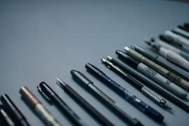 A collection of pens.