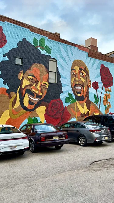 A mural in a parking lot in downtown Birmingham, AL.