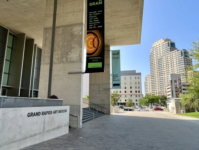 The entrance to the Grand Rapids Art Museum. Exploring this museum is one of the best & fun things to do in Grand Rapids, MI!