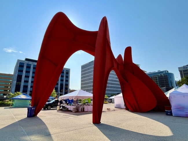 One of the most popular sculptures in downtown Grand Rapids is the large red majestic La Grande Vitesse.