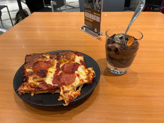 Detroit style pizza from Il Forno in CafeDIA in the Detroit Institute of Arts.