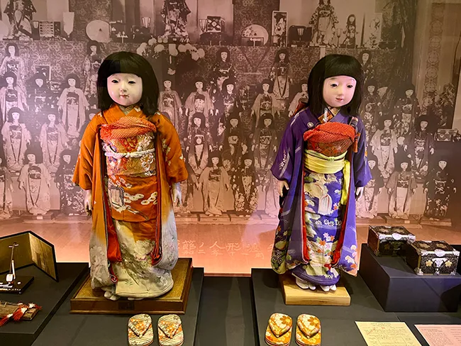 Japanese Friendship Dolls on the first floor of the Detroit Institute of Arts.