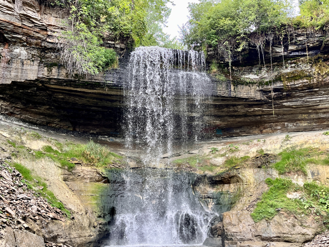 Only a few feet away from Minnehaha Falls. The falls flow into the Mississippi River. Seeing Minnehaha Falls is one of the best things to do for a great weekend in Minneapolis!