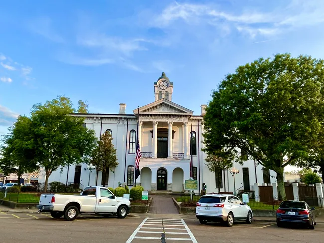 The Lafayette County Courthouse in Historic Oxford Square in downtown Oxford, Mississippi.