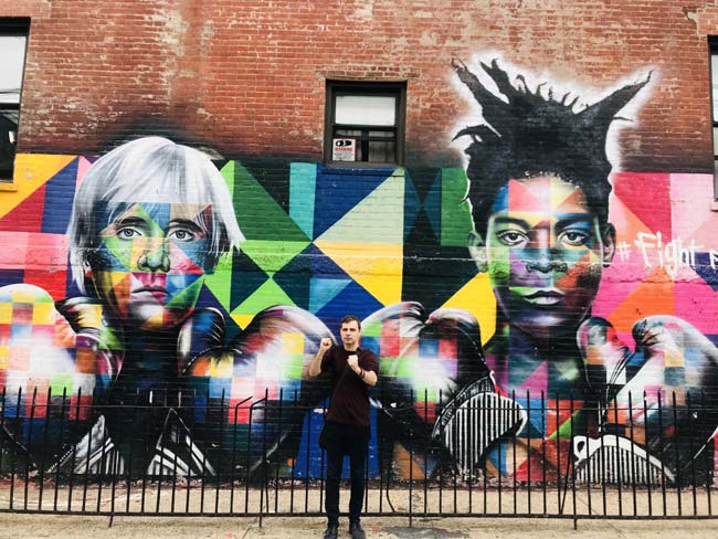 A mural outside an apartment complex in Brookyln, New York City.