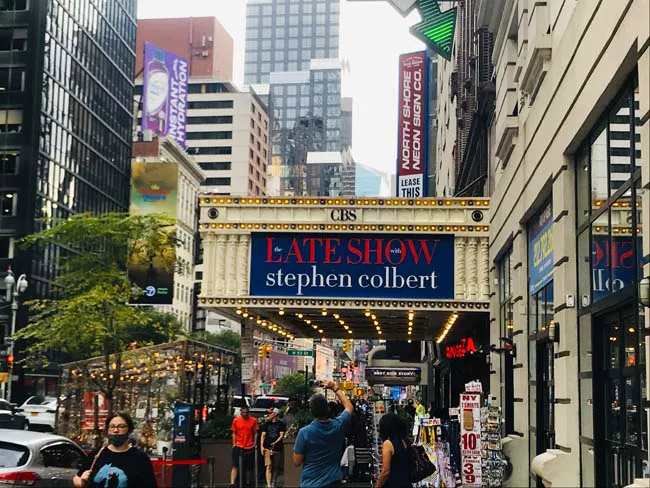 Ed Sullivan Theater, where the Late Show hosted by Steven Colbert, is filmed in midtown Manhattan, New York City.