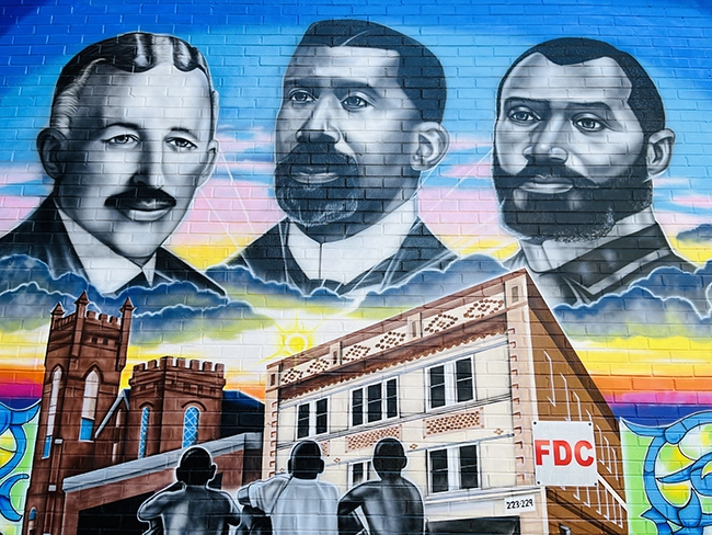 A mural entitled Brooklyn Legacy by Abel Jackson in uptown Charlotte