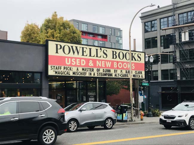 Outside Powell's Books in the Pearl District of downtown Portland.